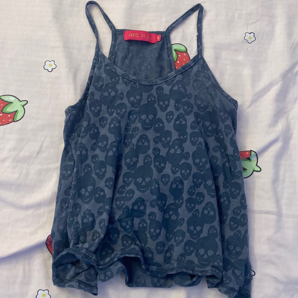 Y2K Mall Goth blue see through Tank top with skulls